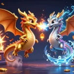 KK55 showcases thrilling 3D dragons amidst casino elements, capturing the excitement of online gaming.