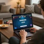 Engaging in IDNSCORE LOGIN while playing online poker in a cozy home setting.