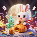 Experience the excitement of rokok88 as the moon rabbit prepares poker chips, embodying casino thrill.