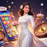 Experience thrilling gameplay with sl888 featuring a photorealistic woman in a stunning ao dai amid vibrant casino elements.