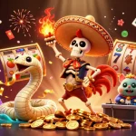 Experience thrilling slot88 gameplay with vibrant characters dancing amid casino elements.