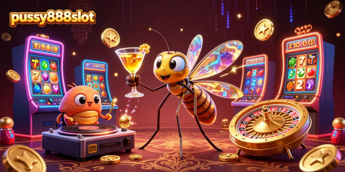 Pussy888slot captivates players with vibrant slots and engaging gameplay in a colorful 3D casino scene