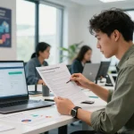 Cyber Essentials Plus certification review in a lively IT office with team collaboration