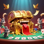 Engage with thrilling poker action at 11bet featuring a treasure chest and vibrant gaming elements.