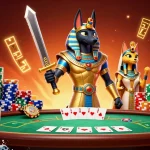 Engage with nbet amidst a vibrant poker scene featuring Anubis and Bastet in a dynamic 3D illustration.