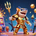 Experience high-stakes with nego77 as a shark warrior battles for jackpots in a vibrant underwater casino.