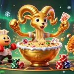 Experience the exciting energy of RED88 with a vibrant casino illustration featuring animated characters.