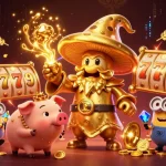 ZBET brings luck and fortune with a golden mushroom wizard, truffle pig, and slot reels