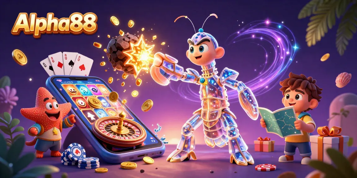 Engage with Alpha88's vibrant gaming world featuring galactic characters and exciting casino elements.