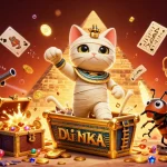 Play exciting games at ALO8 featuring the Egyptian mummy cat amidst casino thrills.
