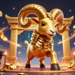 Experience exciting soccer action on socolive with vibrant visuals of a golden ram charging.