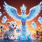 Play exciting casino games with ku88 in a vibrant, dynamic 3D fantasy scene filled with gambling elements.