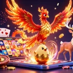 Experience MAGNUM188's thrilling gaming adventures with a vibrant phoenix and totemic creatures.