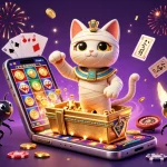 Engage with gmnc as the Egyptian mummy cat bursts from a sarcophagus, surrounded by casino elements.