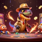 Watch the NK88 velociraptor card counter at the blackjack table as excitement reigns in this vibrant casino scene.