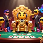 Experience MAGNUM188's vibrant online betting scene with a cartoon mob boss and lively gaming elements.