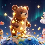 Dự đoán thần tài showcases a colorful 3D lottery theme with constellation bear and lucky elements.