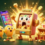 Gái gọi slot machines celebrate a jackpot with coins exploding and vibrant casino elements.
