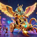 Engage with tr88’s thrilling world featuring a golden scarab in a casino scene filled with colorful slot machines.