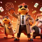 Engage with Nhà cái s8's thrilling environment featuring raptors in disguise entering a VIP casino.