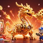 Experience GG88’s action-packed gaming world with a vibrant 3D dragon and dynamic slot game elements.