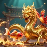 Engage with zaobao's thrilling casino experience featuring a powerful dragon and vibrant characters.