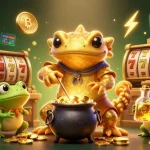 Spin the slot reels for a chance at jackpots in this dynamic gaming scene filled with gold coins.