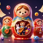 Engage with QQCASH188's vibrant gambling scene featuring dynamic lottery elements and charming characters.