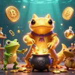 Experience fly88's thrilling world with a golden salamander alchemist transmuting metals into gold, surrounded by crypto elements.