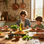 Authentic Italian food preparation in a charming kitchen with fresh ingredients.