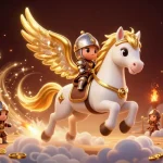 Experience the 78Win excitement with a knight and celestial horse amidst dynamic betting elements.