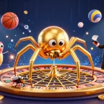 Experience Hay88 thrills as a golden spider spins a roulette web while a fly bets nervously.