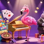 Immerse in the vibrant MM88 casino scene with dazzling characters playing games and dynamic elements.